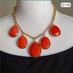 Fossil Tangerine Tear Drop Gold Toned Necklace